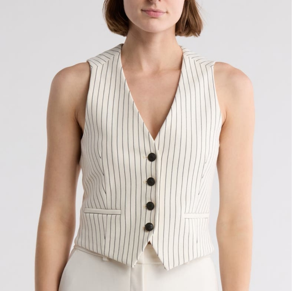 Nwt Rag & Bone Ivory Priya Striped Ponte Suiting Vest Sz 8